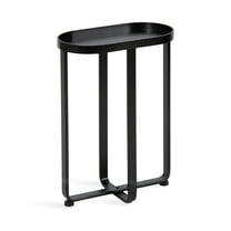 Kate and Laurel Zabel Capsule Narrow Metal Side Table, 17 x 9 x 24, Black, Decorative Transitional Slim Rounded Oval End Table for Small Spaces and Display