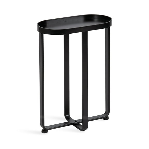 Kate and Laurel Zabel Capsule Narrow Metal Side Table, 17 x 9 x 24, Black, Decorative Transitional Slim Rounded Oval End Table for Small Spaces and Display