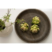 Kate and Laurel Zandros Modern Round Carved Wood Tray, 16 Inch Diameter, Brown, Food-Safe Serving Tray with Carved Pattern for Use as Ottoman Table Topper or Shallow Kitchen Fruit Bowl