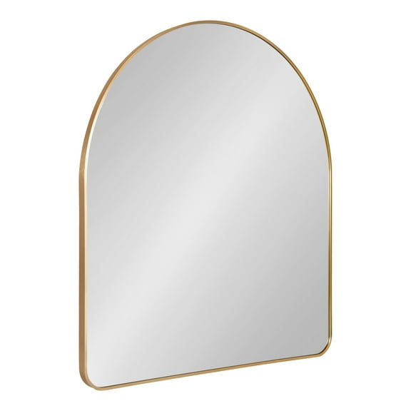 Kate and Laurel Zayda Modern Glam Arch Framed Statement Wall Mirror, 32 x 36, Gold, Metal Minimalist Mid-Century Round Arched Wall Mirror with Smooth Curves