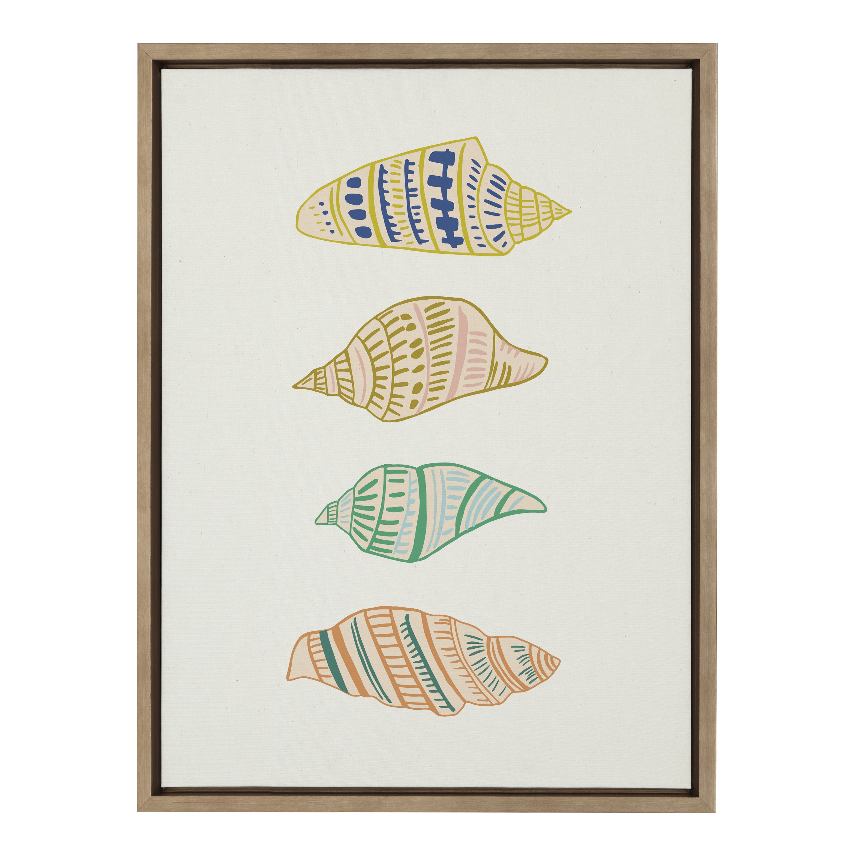 Ocean Treasures Multicolor Shell Canvas Art with Wooden Frame