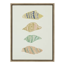 Kate and Laurel x Alicia Schultz Collaboration Ocean Treasures Framed Linen Textured Canvas Wall Art, 18x24 Gold, Decorative Coastal Shell Art for Wall