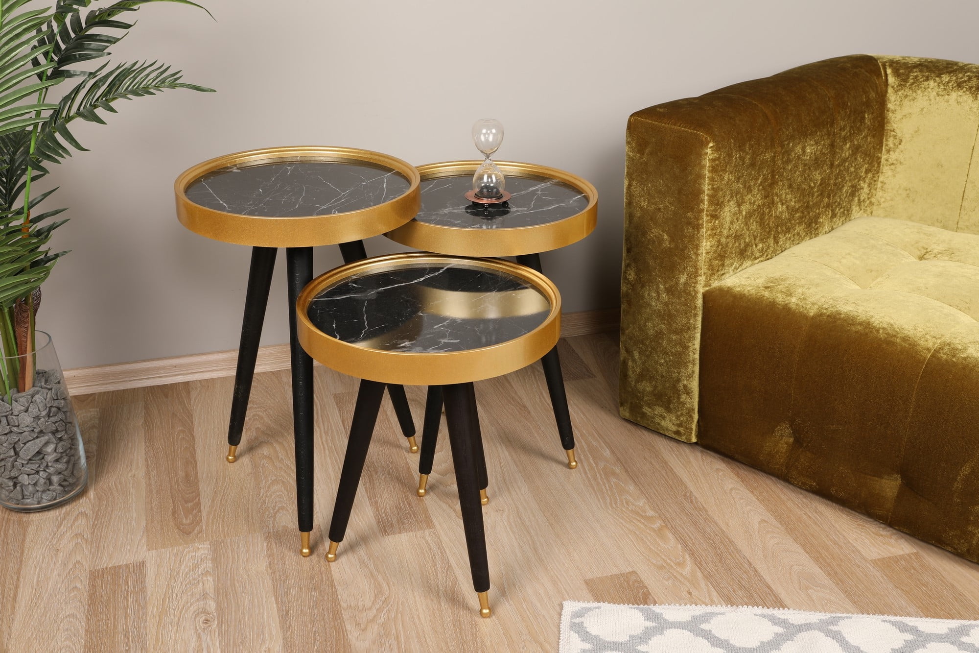 Kate-Lyle-Black, Gold-Nesting Table -3 Pieces - Walmart.com