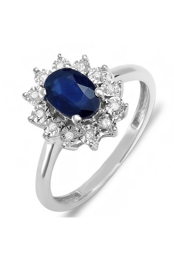 Kate Middleton Diana Inspired 14K Gold Diamond & Blue Sapphire Royal Bridal Ring