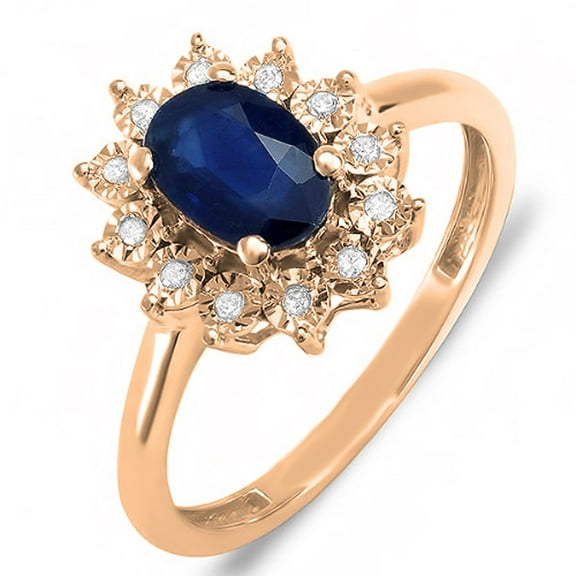 Kate Middleton Diana Inspired 14K Gold Diamond & Blue Sapphire Royal Bridal Ring