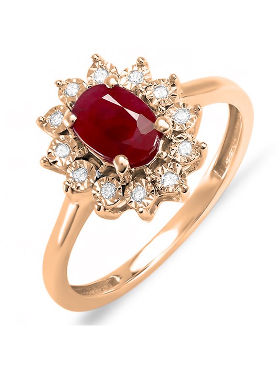 Kate Middleton Diana Inspired 14K Gold Diamond Oval Red Ruby Royal Bridal Ring