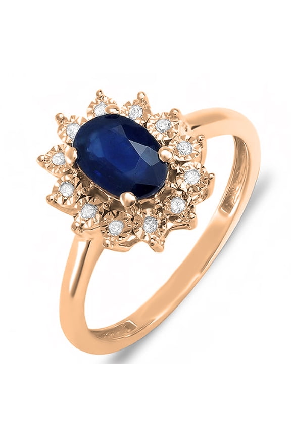 Kate Middleton Diana Inspired 18K Gold Diamond & Blue Sapphire Royal Bridal Ring