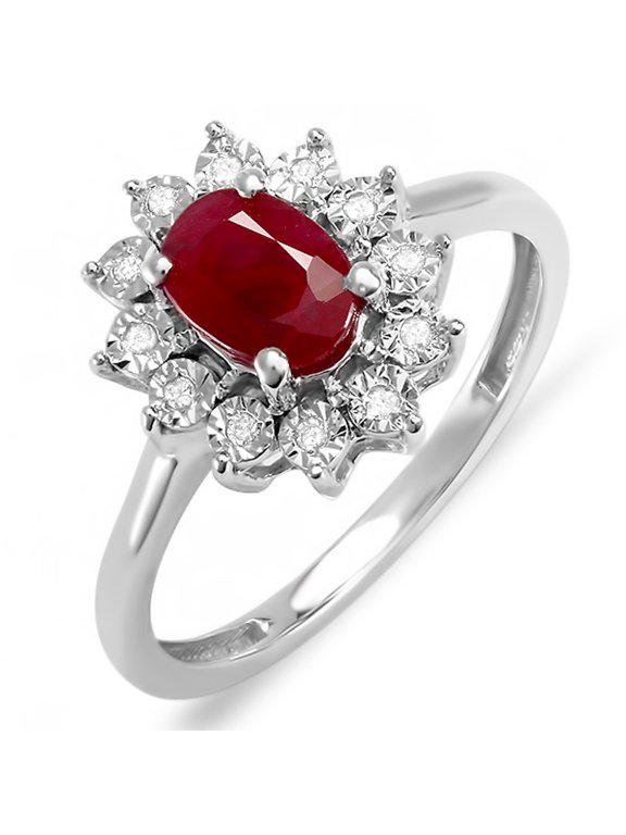 Kate Middleton Diana Inspired 18K Gold Diamond Oval Red Ruby Royal Bridal Ring