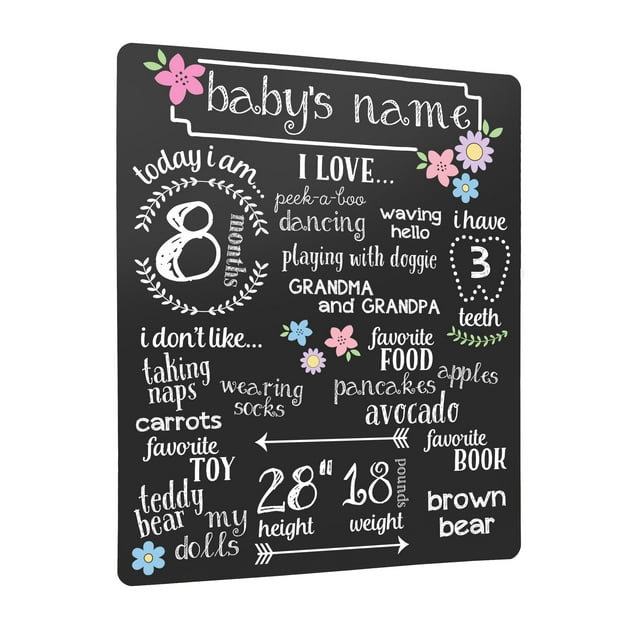 Kate & Milo Floral Baby Milestone Photo Sharing Chalkboard