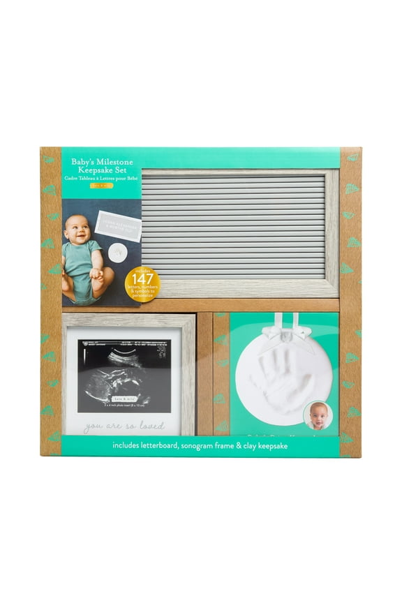 Gender Neutral Baby Gift Set - Letterboard, Print Kit & Picture Frame, One Size, Gray
