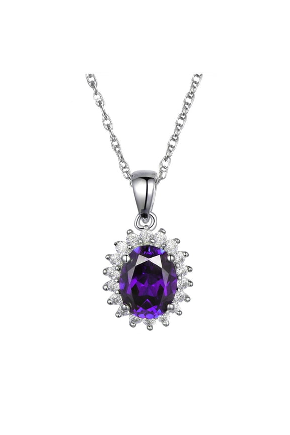Kate Pendant Necklace Sterling Silver Purple Cz Womens Ginger Lyne Collection