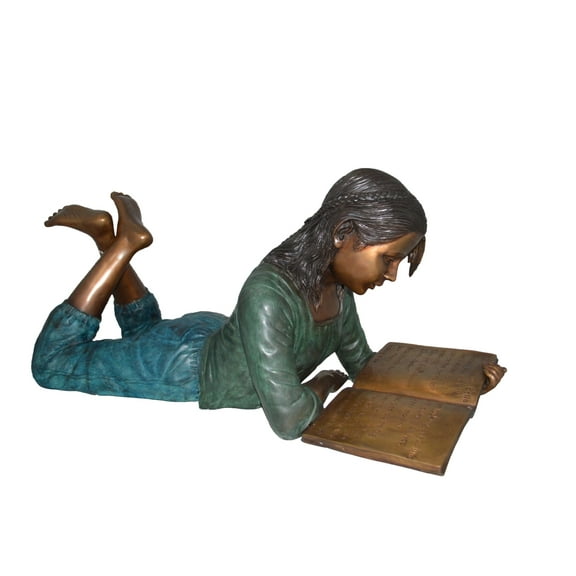 Kate Reading a Book Bronze Statue -  Size: 42"L x 18"W x 17"H.