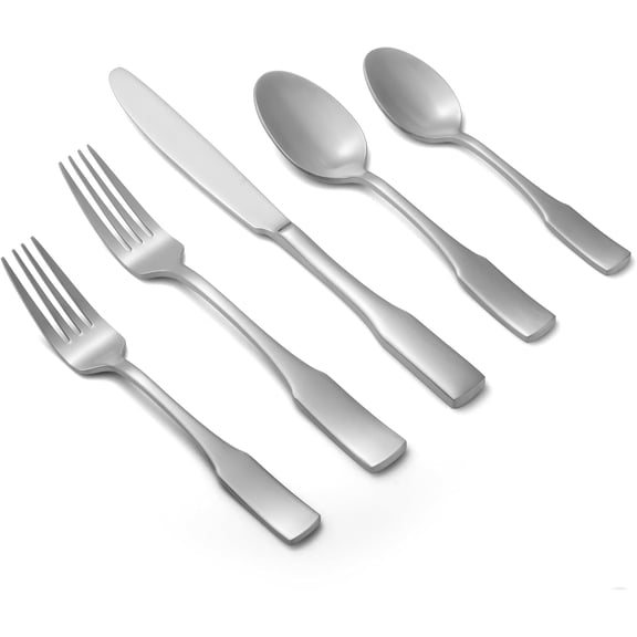 Kate Satin 20-Piece Silverware Set,Service for 4,Stainless Steel Flatware Set,Matte Satin Polished Cutlery Set,Dishwasher Safe