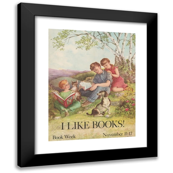 Kate Seredy 15x18 Black Modern Framed Museum Art Print Titled - I Like Books! Book Week, November 11-17 (1962)