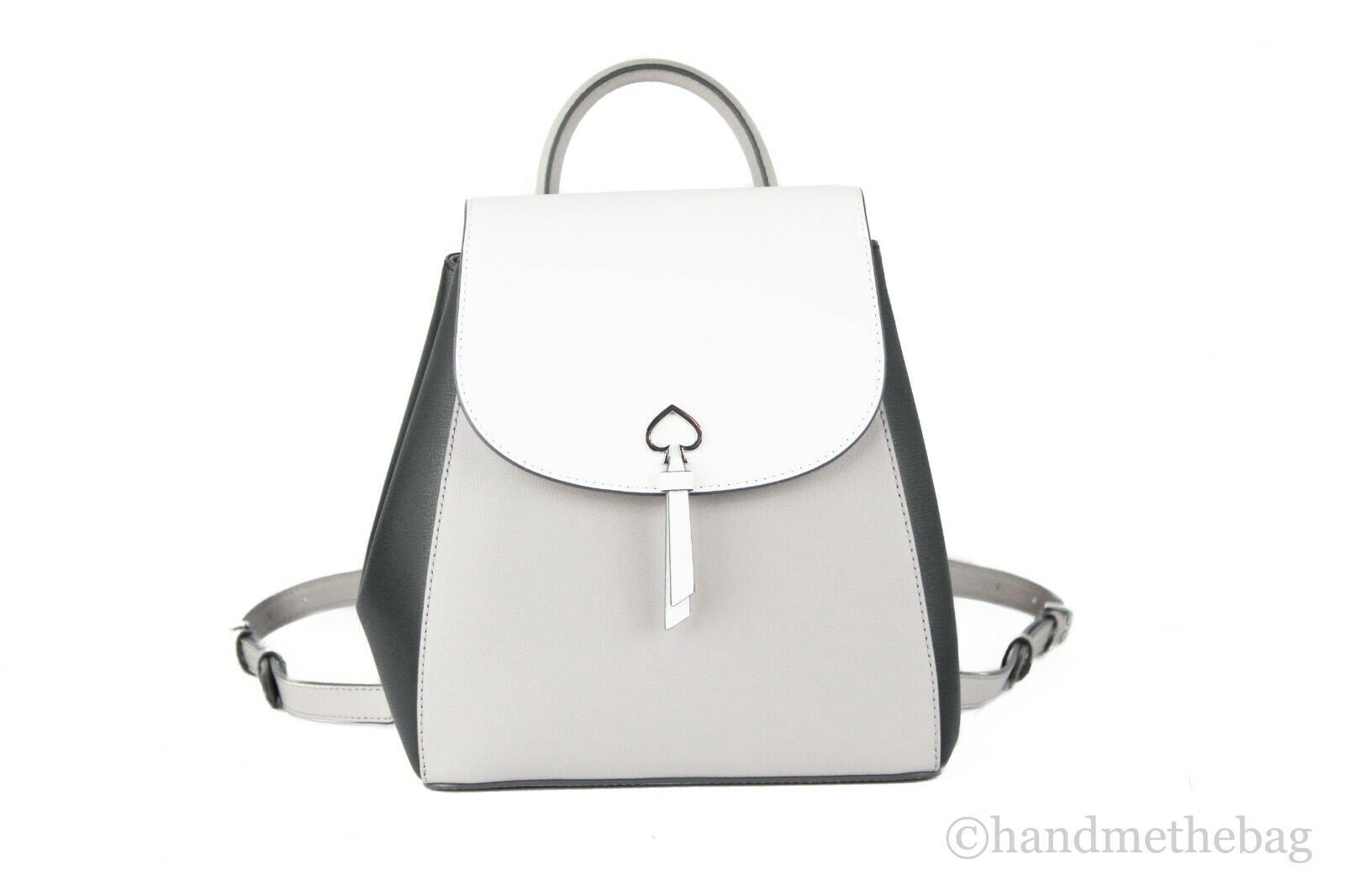 Kate Spade Adel Refined Grain Leather Medium Flap Shoulder Backpack Bookbag (Optic White Multi)