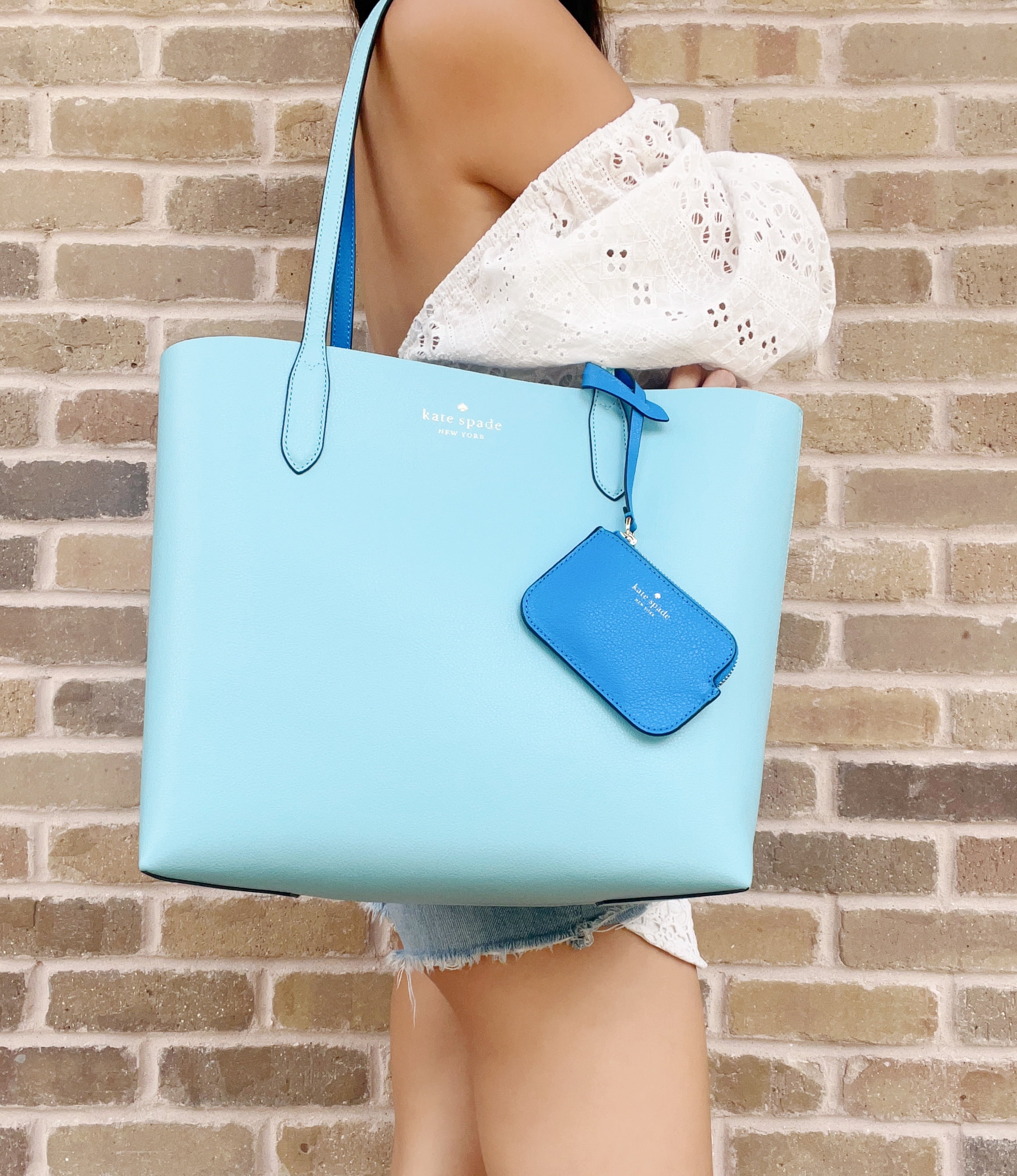 kate spade | Bags | Like New Kate Spade Purse Light Blue With Bow Decal On  Front | Poshmark