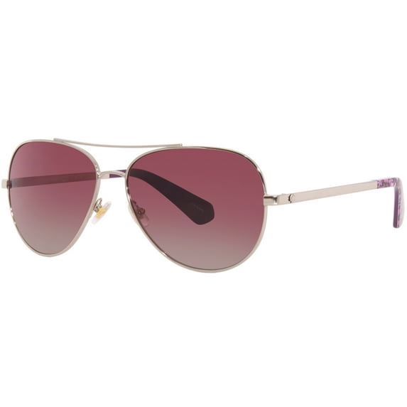 Kate Spade Avaline Polarized Women's Silver-Tone Aviator Sunglasses - 0YB7 JR