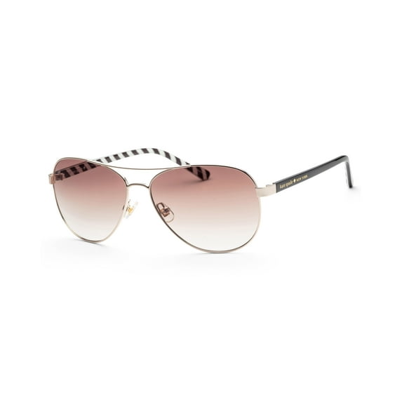 Kate Spade Blossom 03YG Y6 Gold Black Frame Brown Gradient UV Lens Aviator Sunglasses