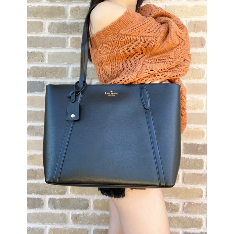 Kate Spade Cara Large Leather Top Zip Tote Shoulder Bag Black