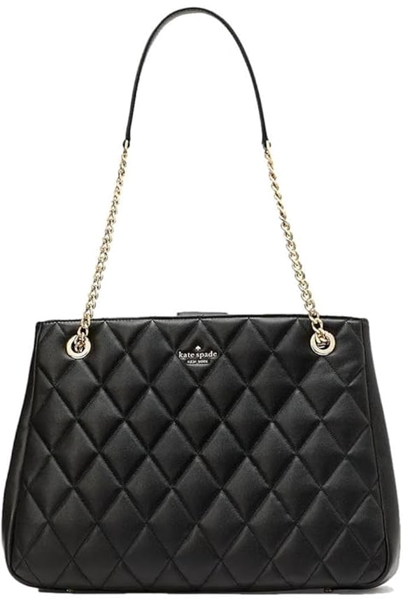 Kate Spade Carey Quilted Leather Large Tote Bag Chain Shoulder In Black