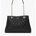 thumbnail image 1 of Kate Spade Carey Quilted Leather Large Tote Bag Chain Shoulder In Black, 1 of 5
