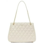 KATE SPADE NEW YORK Kate Spade Carey Quilted Leather Large Tote Bag Chain Shoulder In Parchment
