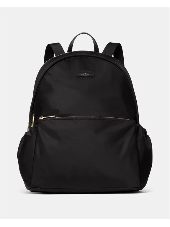 Kate Spade Carter Nylon Large Dome Backpack | 100% Recycled Nylon | Fits 13" Laptop | Luggage Sleeve | Women's – Black