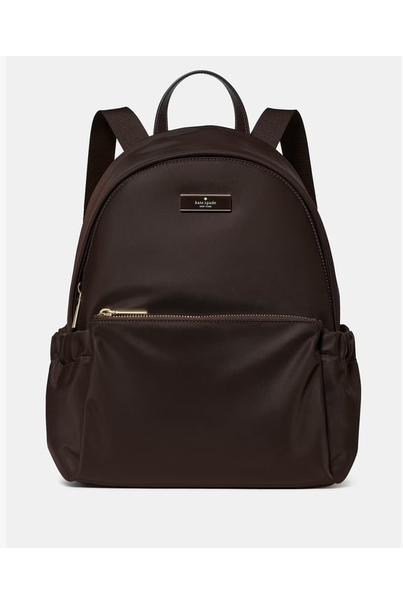 Kate Spade Carter Nylon Large Dome Backpack | 100% Recycled Nylon | Fits 13" Laptop | Luggage Sleeve | Women's Hot Fudge