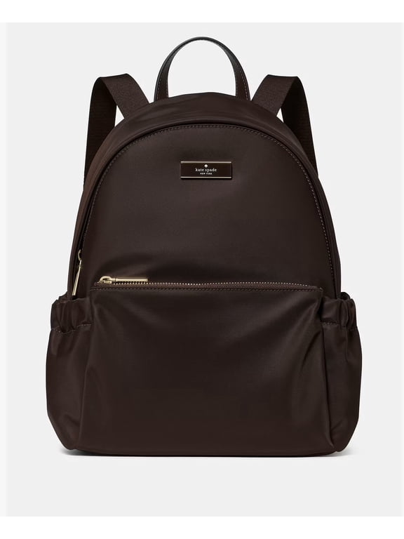 Kate Spade Carter Nylon Large Dome Backpack | 100% Recycled Nylon | Fits 13" Laptop | Luggage Sleeve | Women's – Hot Fudge