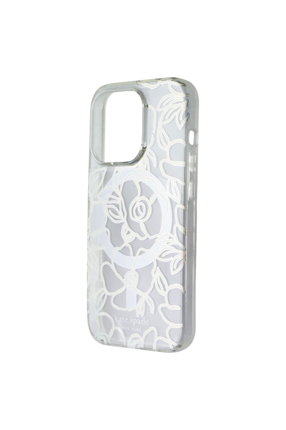 Kate Spade Case for MagSafe for Apple iPhone 15 Pro - Modern Floral Silver