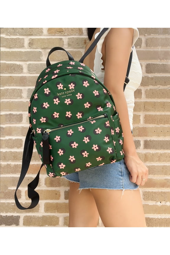 Kate Spade Chelsea Little Better Nylon Backpack Bico Green Multi Daisy Flowers