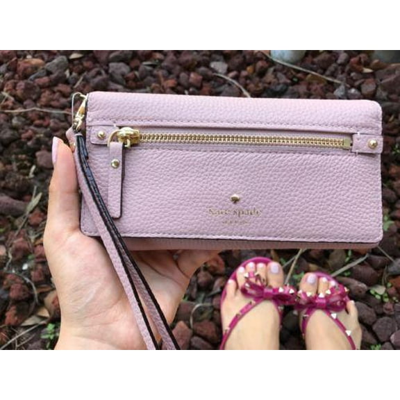 Kate Spade Cobble Hill Rae Pebble Leather Wristlet Wallet Bi Fold Pink $148