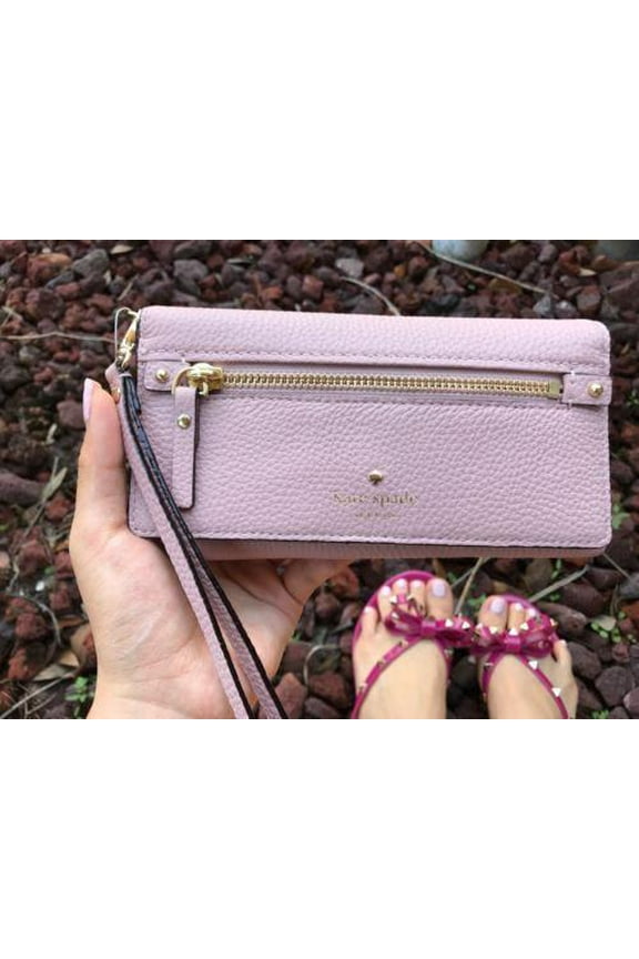Kate Spade Cobble Hill Rae Pebble Leather Wristlet Wallet Bi Fold Pink $148