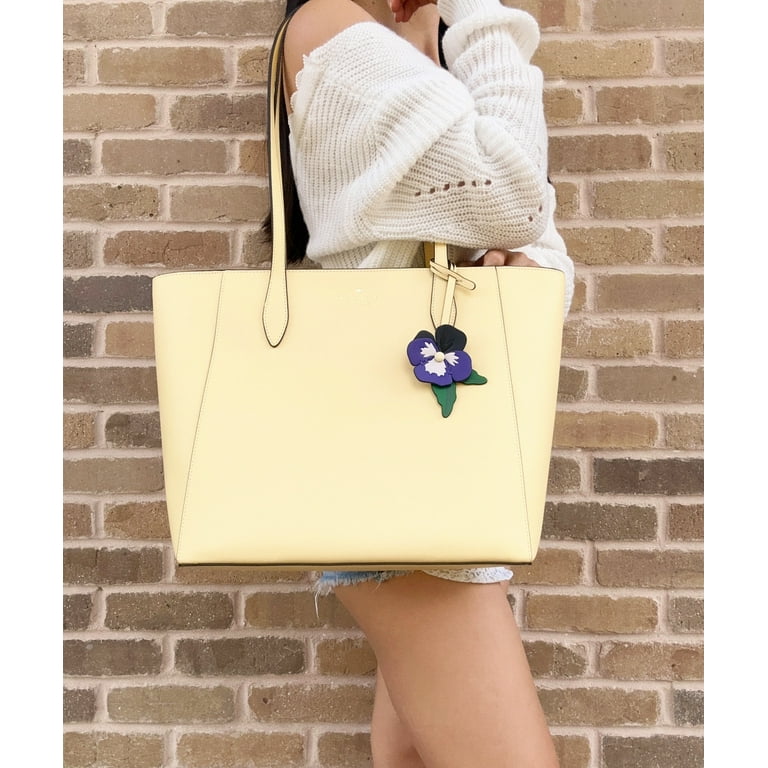 Kate Spade Essential Work Purse Large Dana Top Zip Tote in Butter Yellow with Flower Charm Walmart
