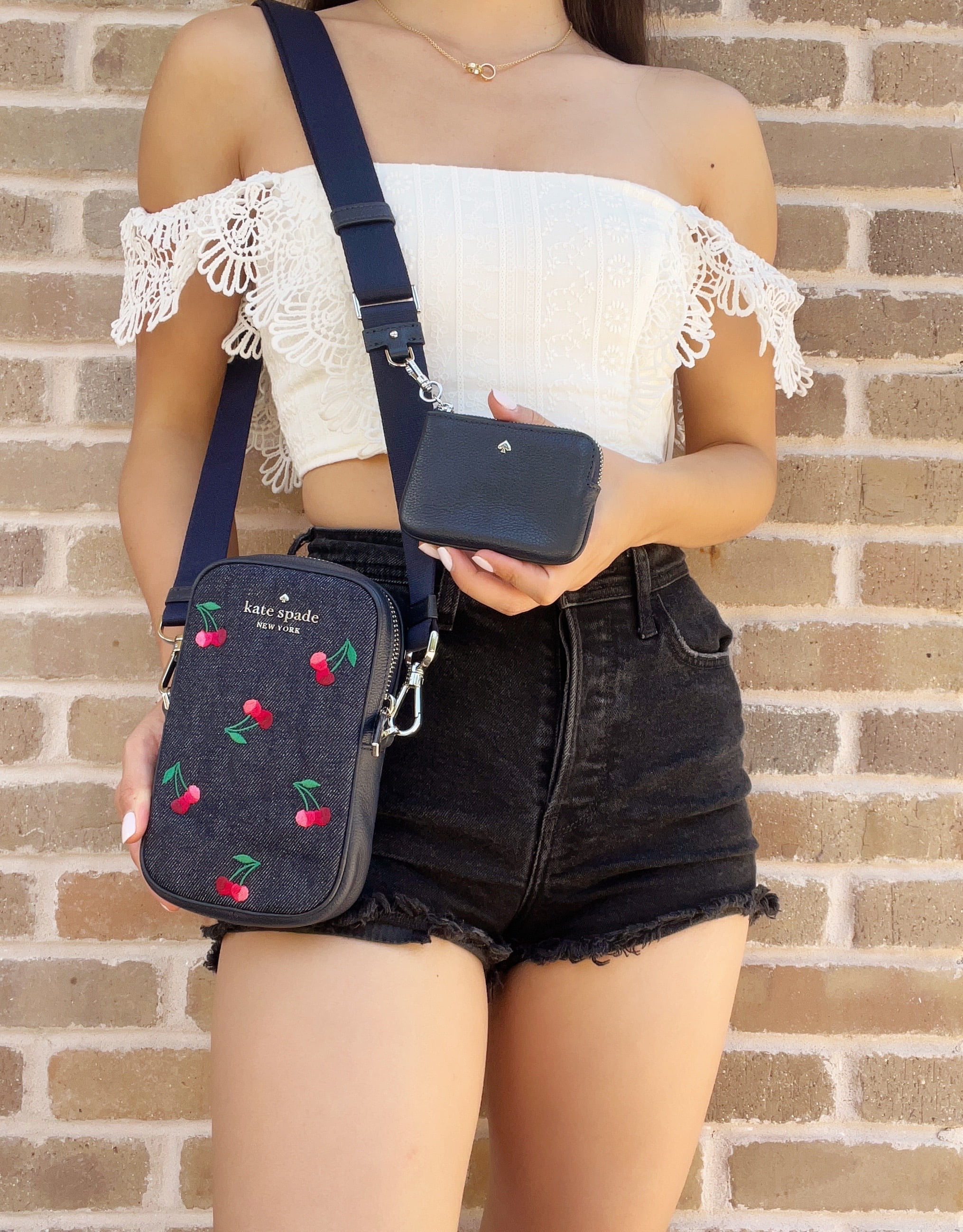 Kate Spade New York Women's Cherry Embroidered Denim Rosie Phone