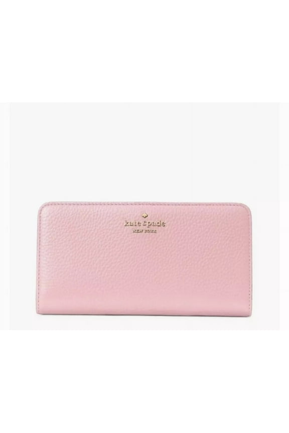 Kate Spade Dumpling Pebbled Leather Large Slim Bifold Wallet Bright Carnation Pink