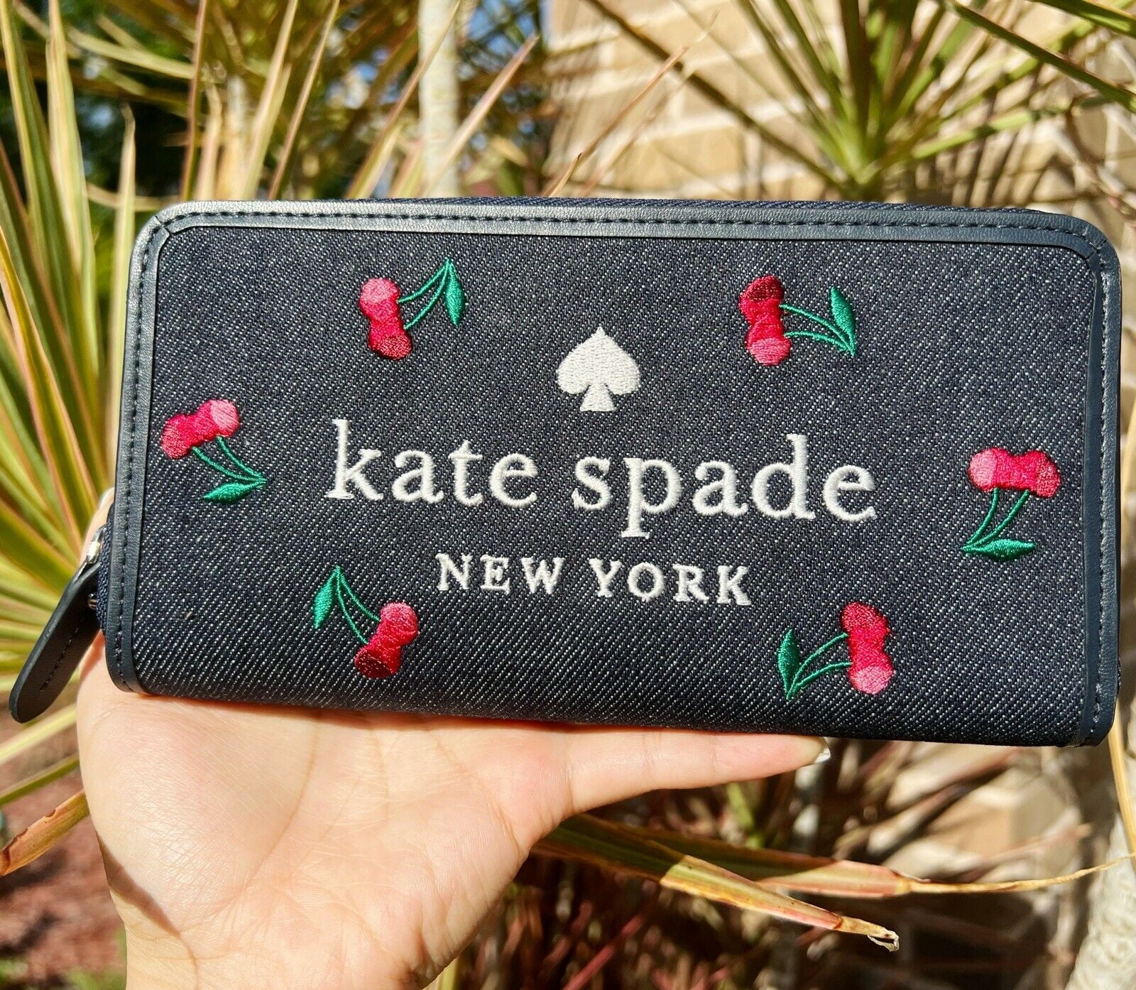 Kate spade denim wallet new arrivals