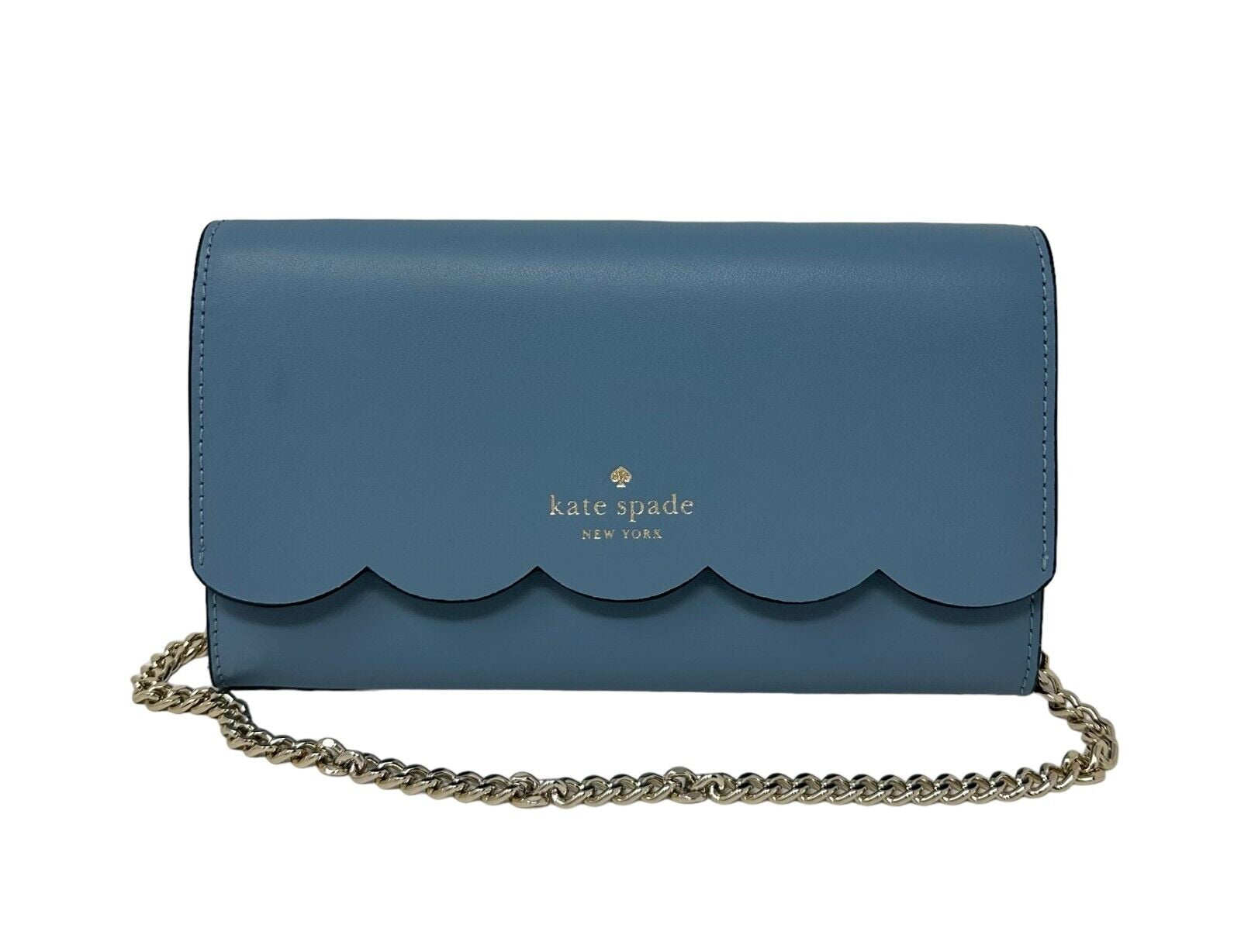 KATE SPADE NEW YORK Kate Spade Gemma Polished Blue Leather Wallet on a Chain Bag WLR00552 $249