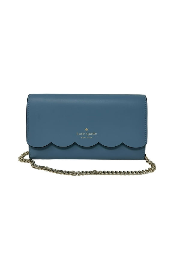 Kate Spade Gemma Polished Blue Leather Wallet on a Chain Bag WLR00552 $249