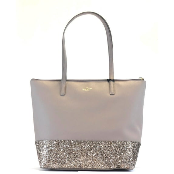 Kate Spade Greta Court Penny Glitter Large Top Zip Tote Cityscape Gray Glitter