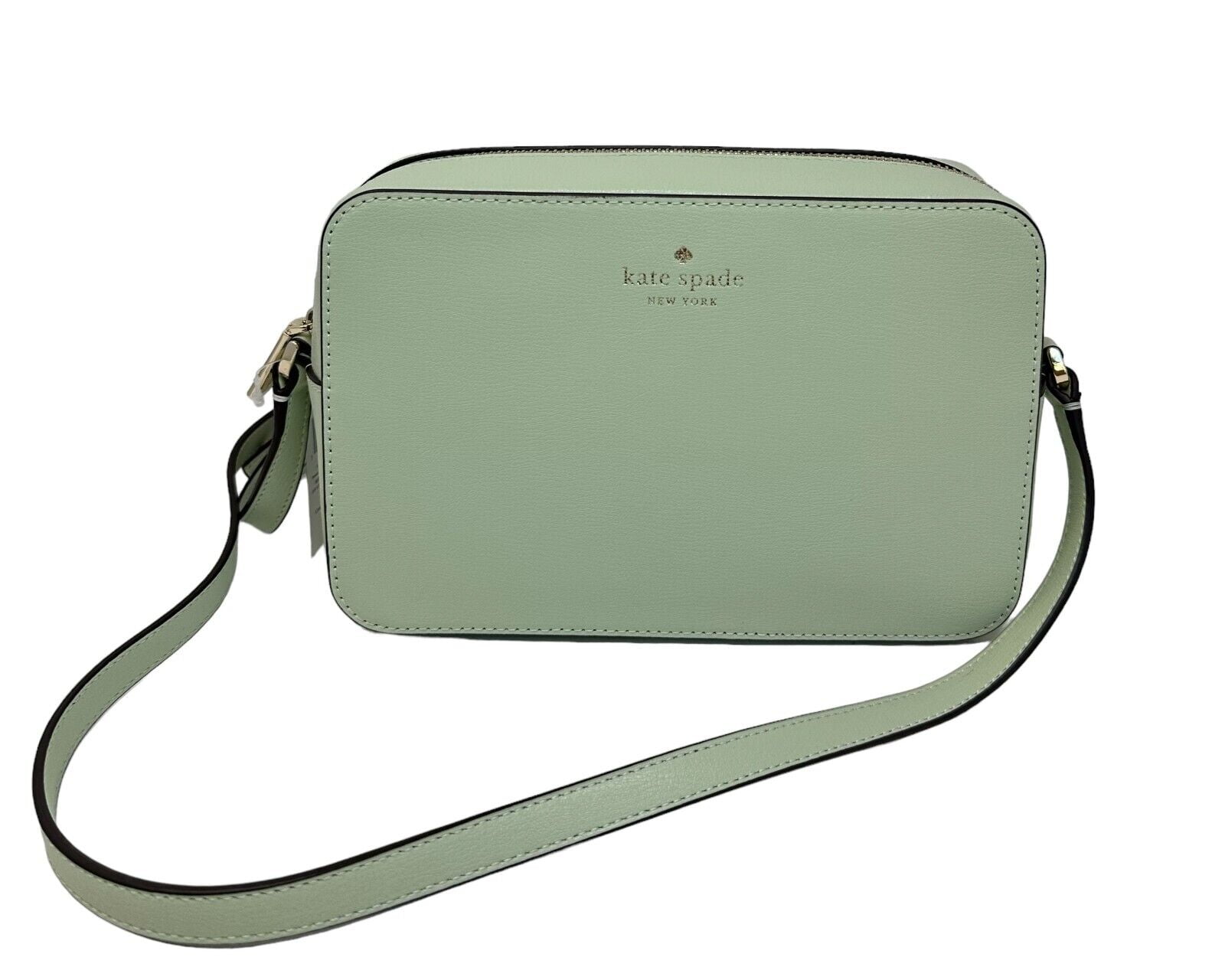 Kate Spade Harper Leather Camera Bag Top Zip Light Olive Crossbody