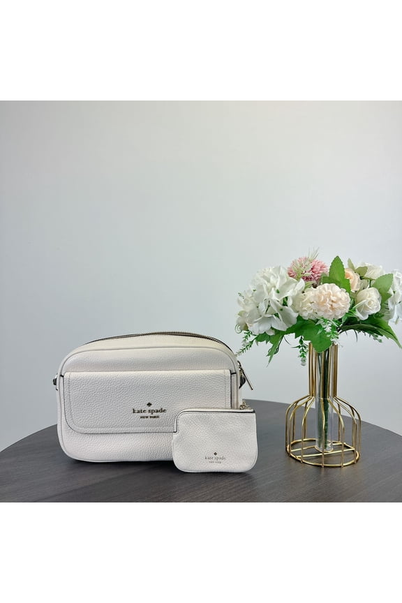 Kate Spade K6057 Rosie Pebbled Leather Flap Camera Bag IN Parchment Multi