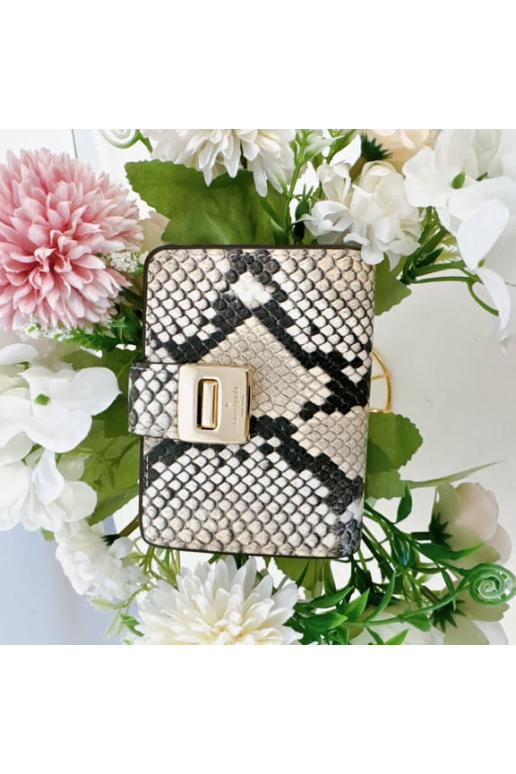 Kate Spade KF542 Phoebe Snake Embossed Small Card Holder IN Tiramisu Mousse Multi