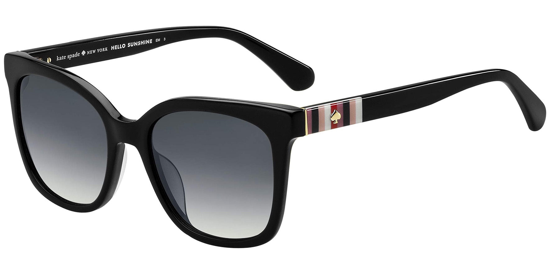 Kate Spade Kiya Women's Black Squared Cat-Eye Sunglasses with Grey Gradient Lens - 08079O