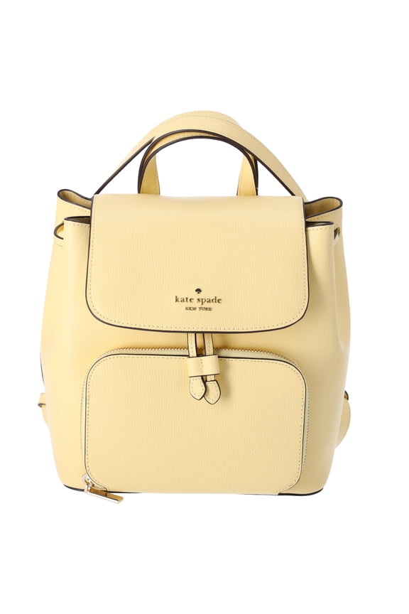 Kate Spade Kristi Refined Grain Leather Medium Flap Backpack Butter Yellow