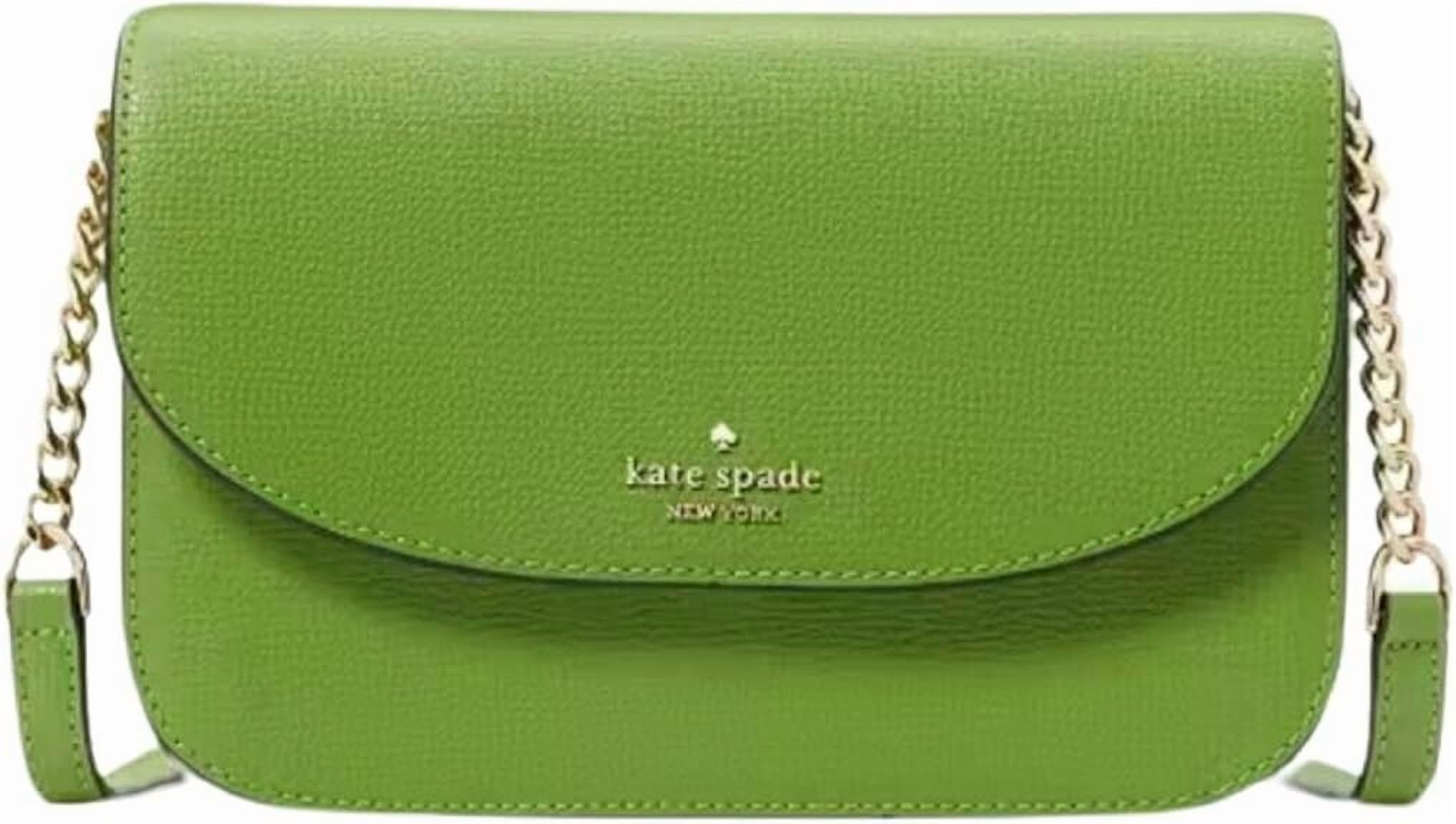 Kate Spade Kristi Turtle Green Leather Chain Flap Crossbody Bag