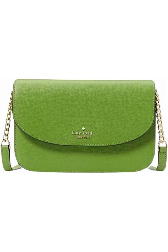 Kate Spade Kristi Turtle Green Leather Chain Flap Crossbody Bag