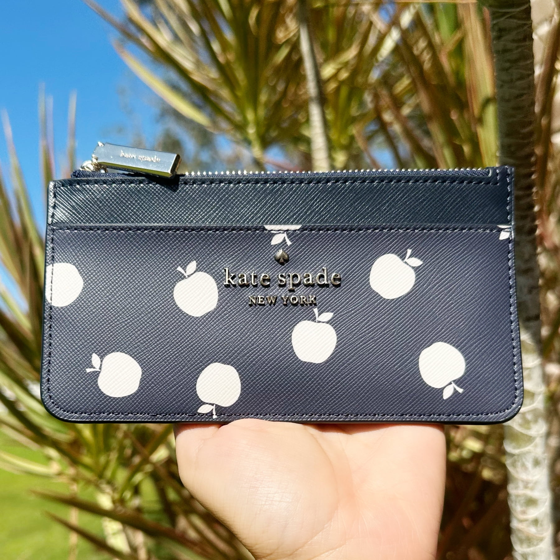 Kate Spade Large Slim Card Holder Orchard Toss Apple Blazer