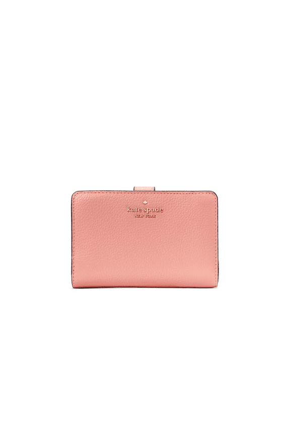 Kate Spade Leila Medium Compact Bifold Wallet Peachy Rose Pebble Leather $189