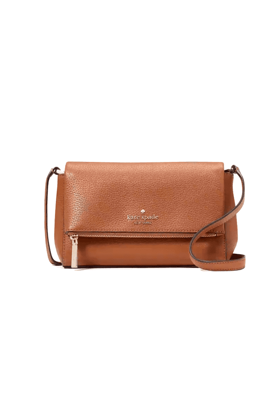 Kate Spade Leila Mini Zip Warm Ginger Pebble Leather Crossbody Bag KE487 $329